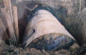 Excavation of leaking undergound storage tank causing soil contamination